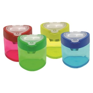 Bu-Bu Kalemtıraş Şeffaf Üçgen Çiftli Hazneli 4 Renk